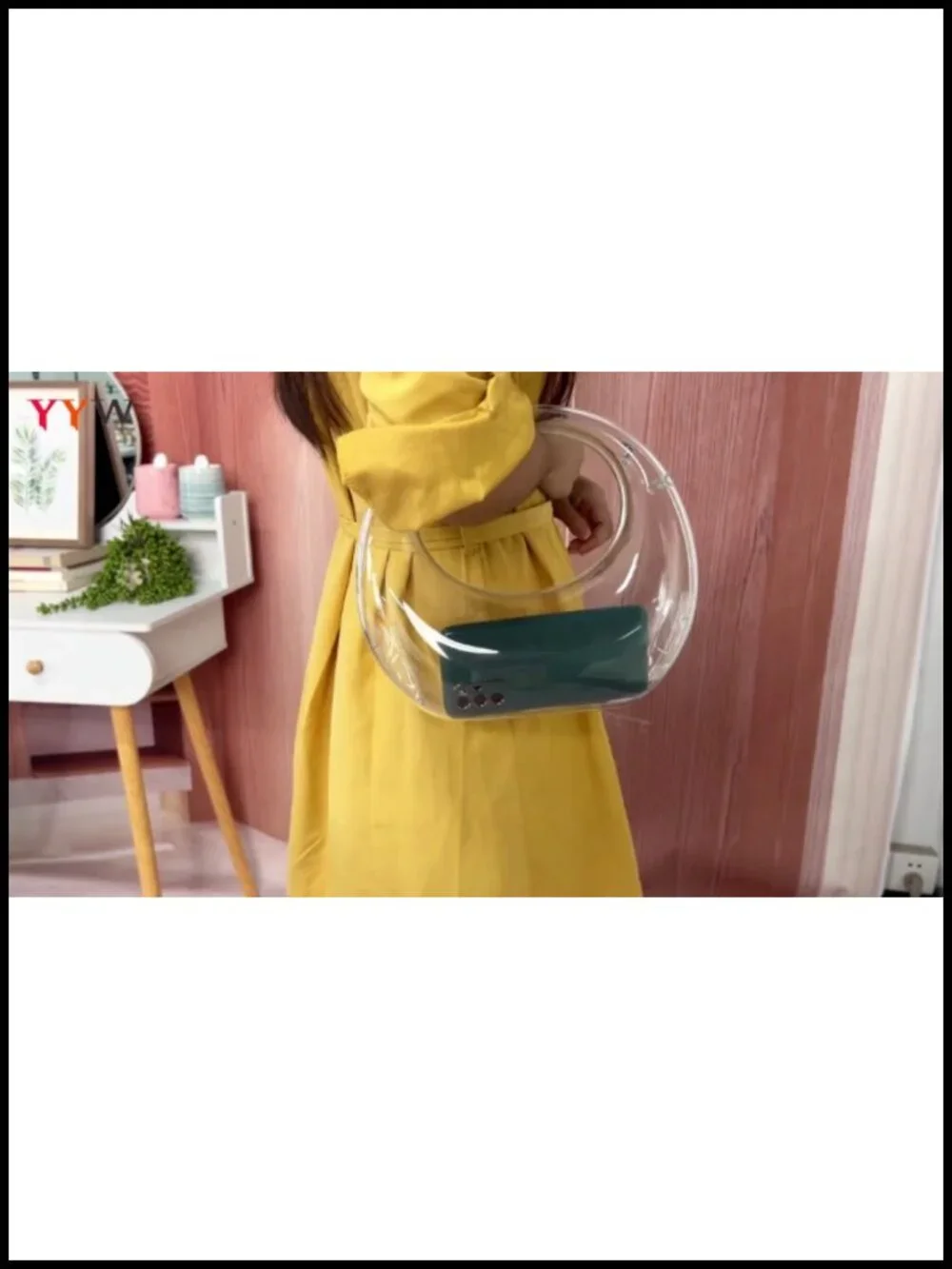 Acrylic Moon Shape Evening Clutch Purse Transparent Handbag Shoulder Crossbody